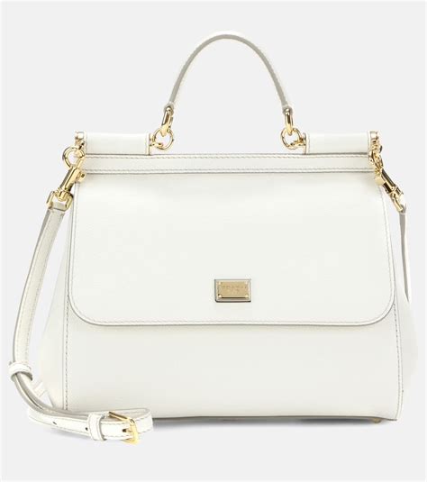 Miss Sicily Medium leather shoulder bag in white 